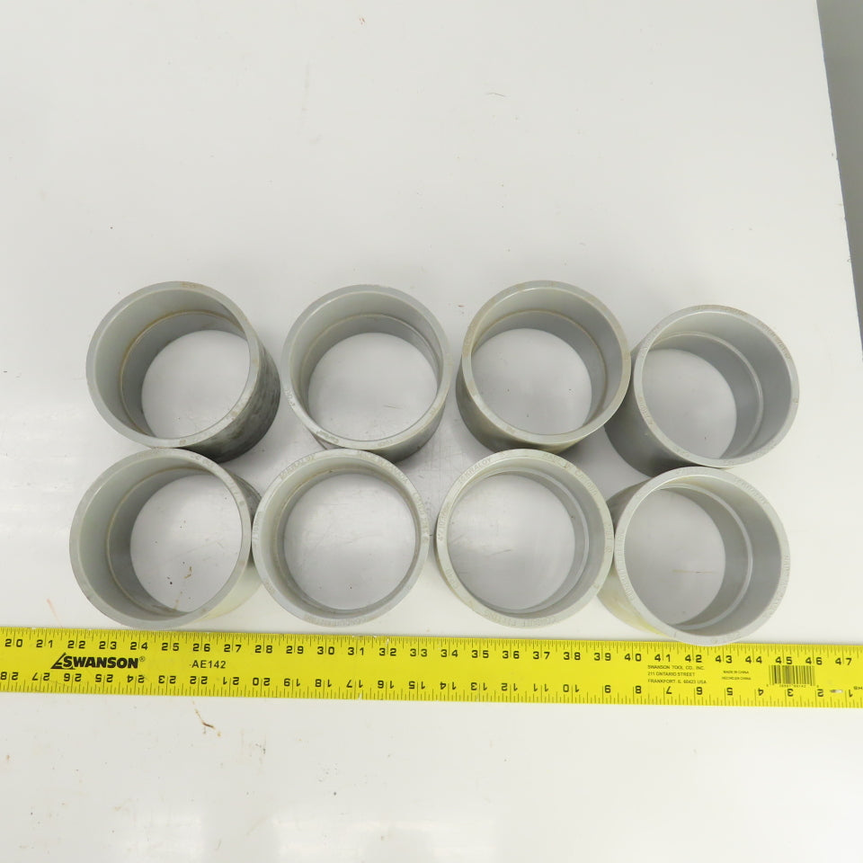 Carlon & Kuraloy 4" Grey PVC Socket Coupling Slip x Slip (Mixed Brands Lot Of 8
