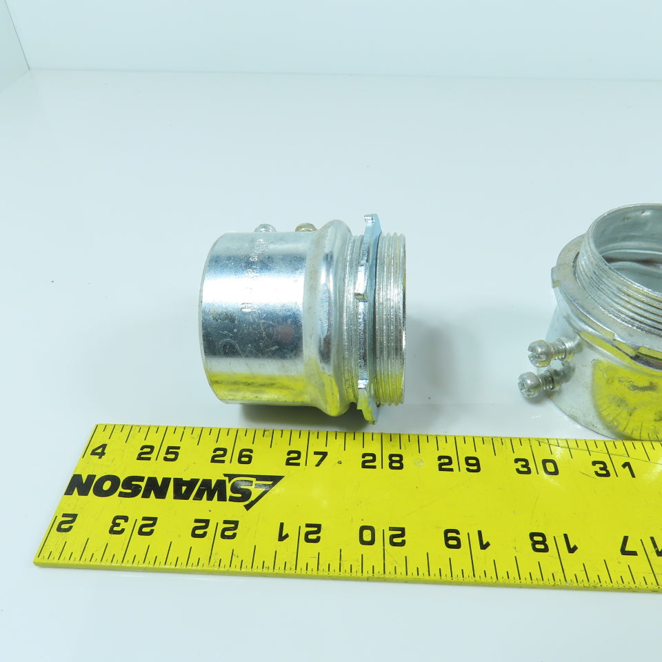 2" Galvanized Male Conduit EMT To Box Set Screw Adapter Lot Of 4