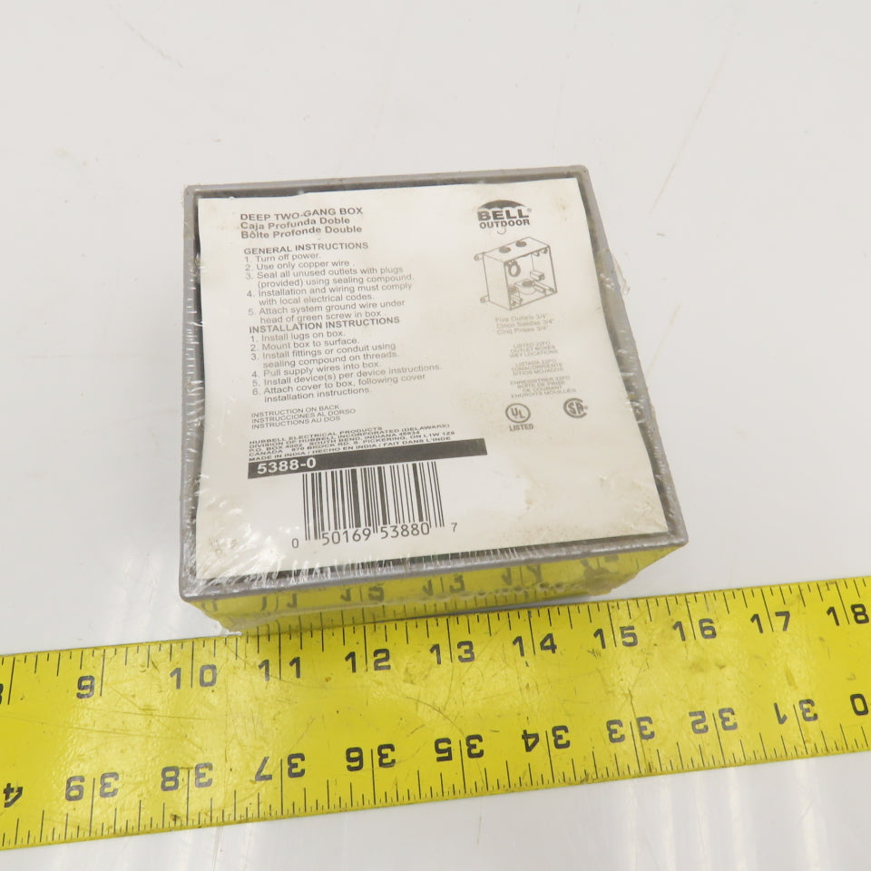 Hubbell 5388-0 2-5/8" Deep 2 Gang Electrical Box 3/4" Hubs