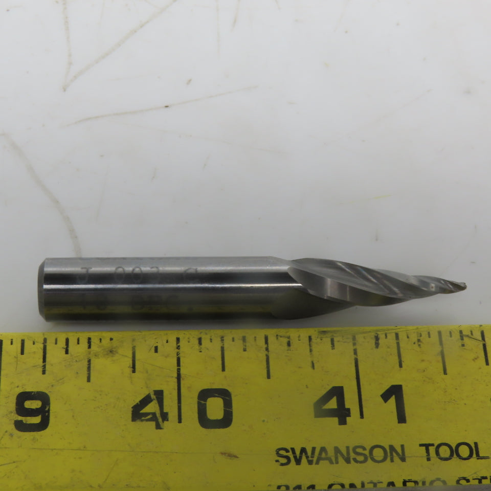 1/32 Rad x 3/8SH 3F Ball 10-? Angle Micro Carbide Tapered End Mill