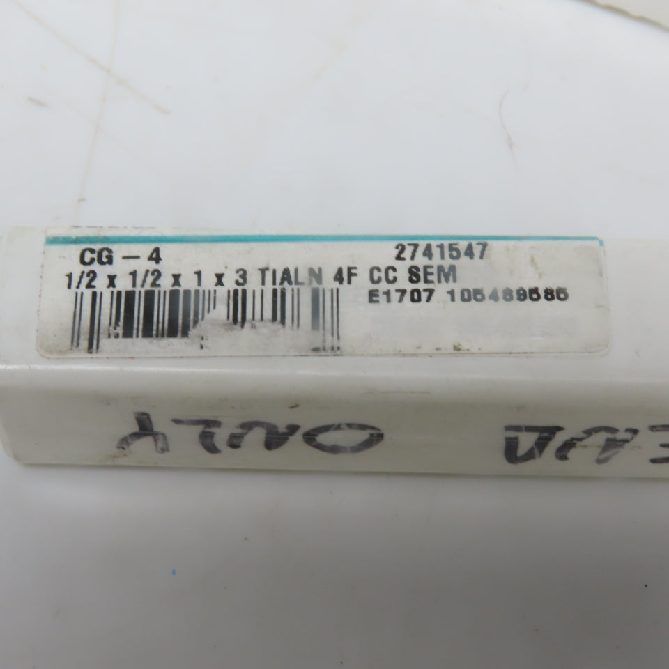 Metal Removal 1/2 x 1/2 x 1 x 3 Tialn 4F Center Cutting End Mill