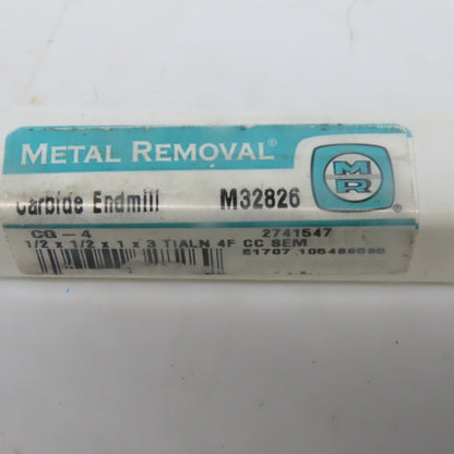 Metal Removal 1/2 x 1/2 x 1 x 3 Tialn 4F Center Cutting End Mill