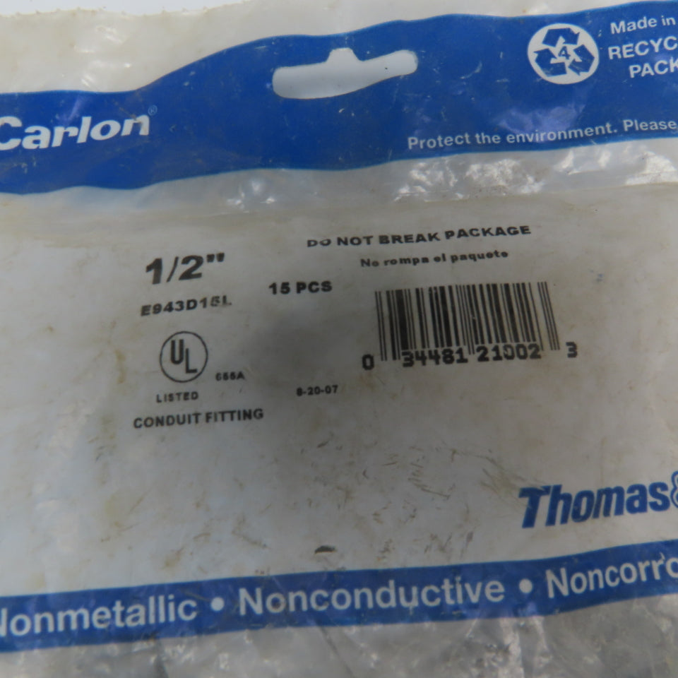 Carlon PS430R9-W 1/2" PVC Conduit Adaptor Fitting Lot of 30