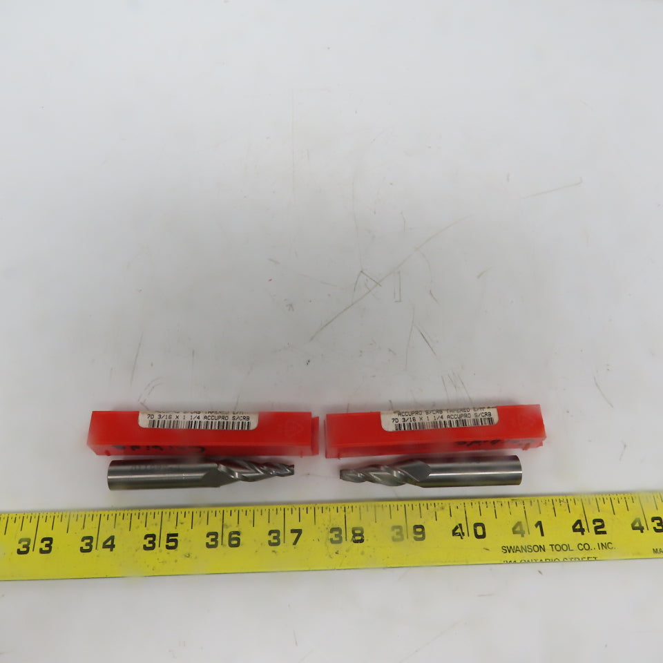 Accupro 12177539 Tapered Carbide End Mill 7 ° per Side 3/16 x 1-1/4" 3F Lot/2"
