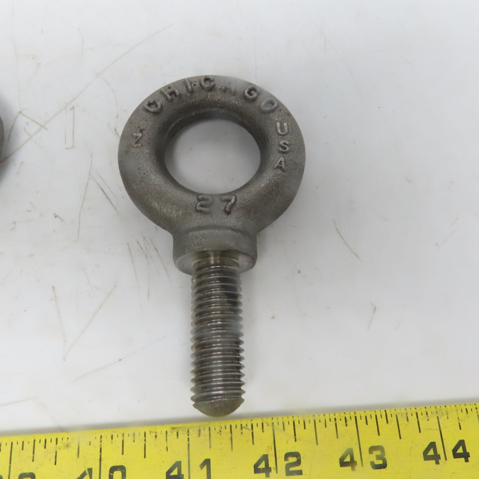 Chicago 27 5/8-11 x 2" Shoulder Style HD Forged Lifting Eye Bolt Lot of 3 USA