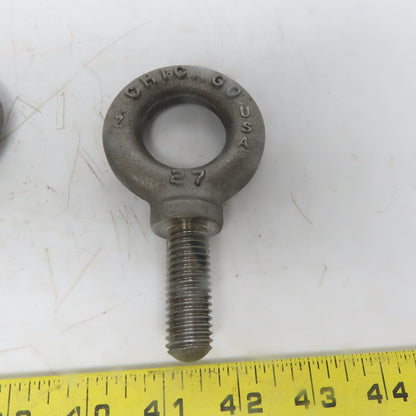 Chicago 27 5/8-11 x 2" Shoulder Style HD Forged Lifting Eye Bolt Lot of 3 USA