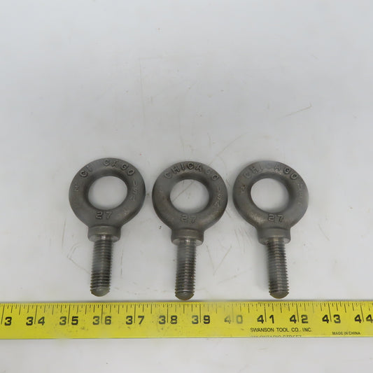 Chicago 27 5/8-11 x 2" Shoulder Style HD Forged Lifting Eye Bolt Lot of 3 USA