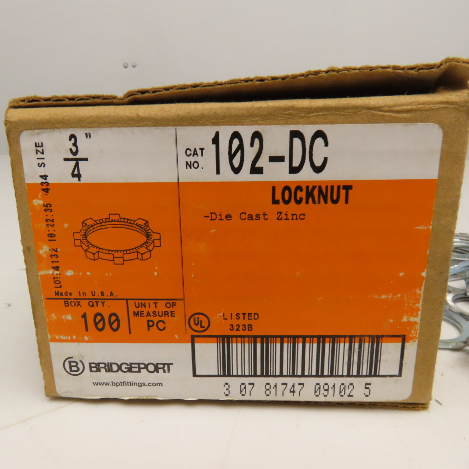 Bridgeport 102-DC 3/4" Conduit Locknut Lot Of 96