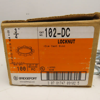 Bridgeport 102-DC 3/4" Conduit Locknut Lot Of 96