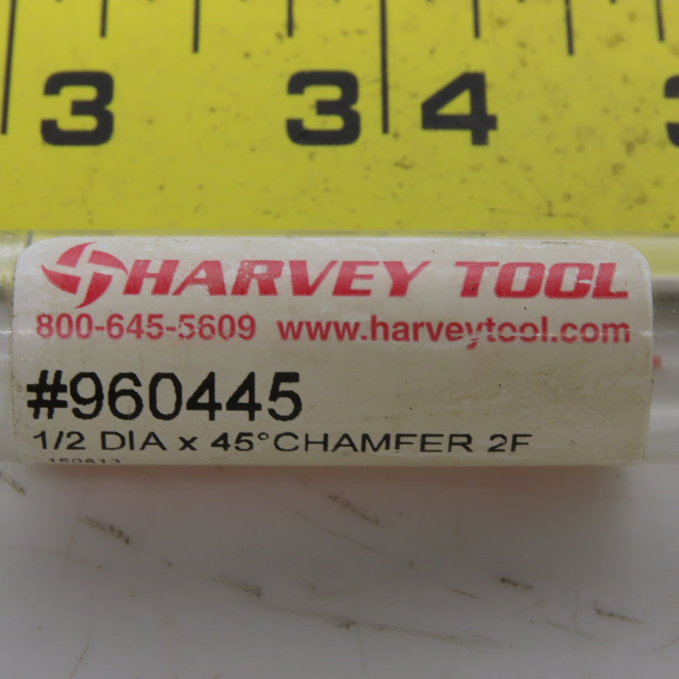 Harvey 960445 Chamfer Mill 45° 2 Flutes Solid Carbide 3" OAL 1/2" Shank