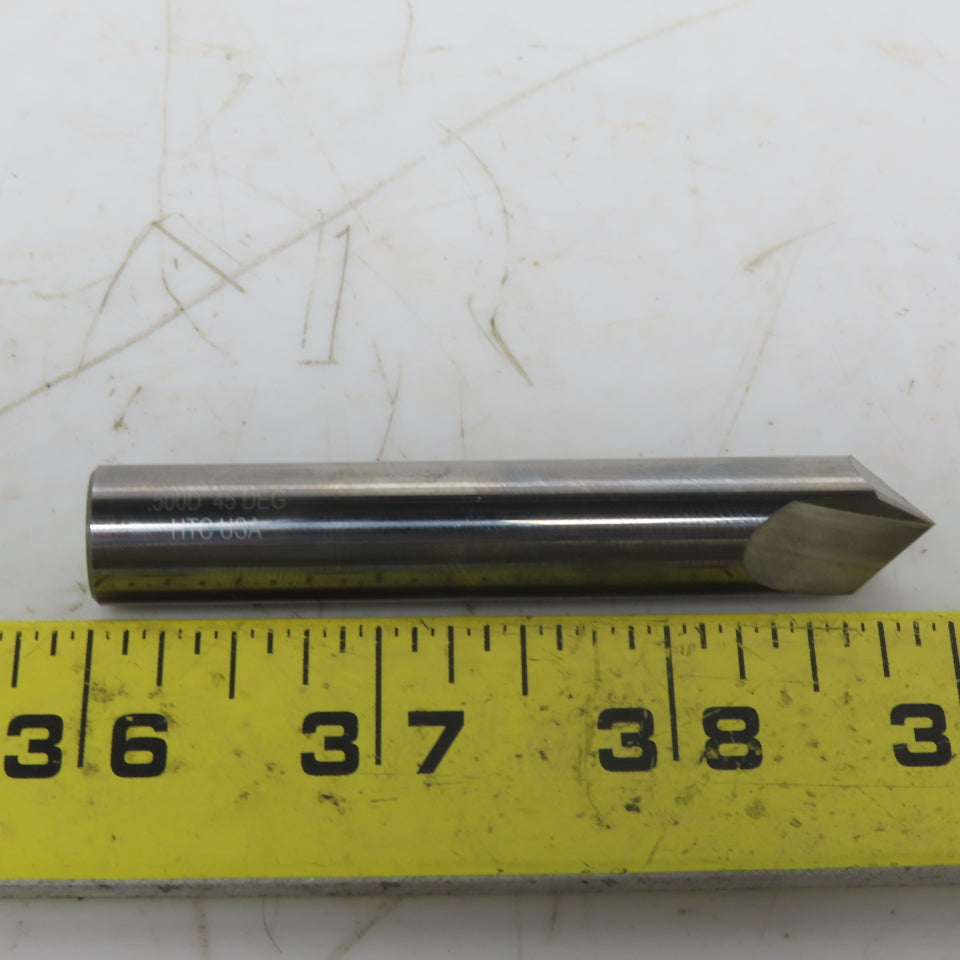 Harvey 960445 Chamfer Mill 45° 2 Flutes Solid Carbide 3" OAL 1/2" Shank