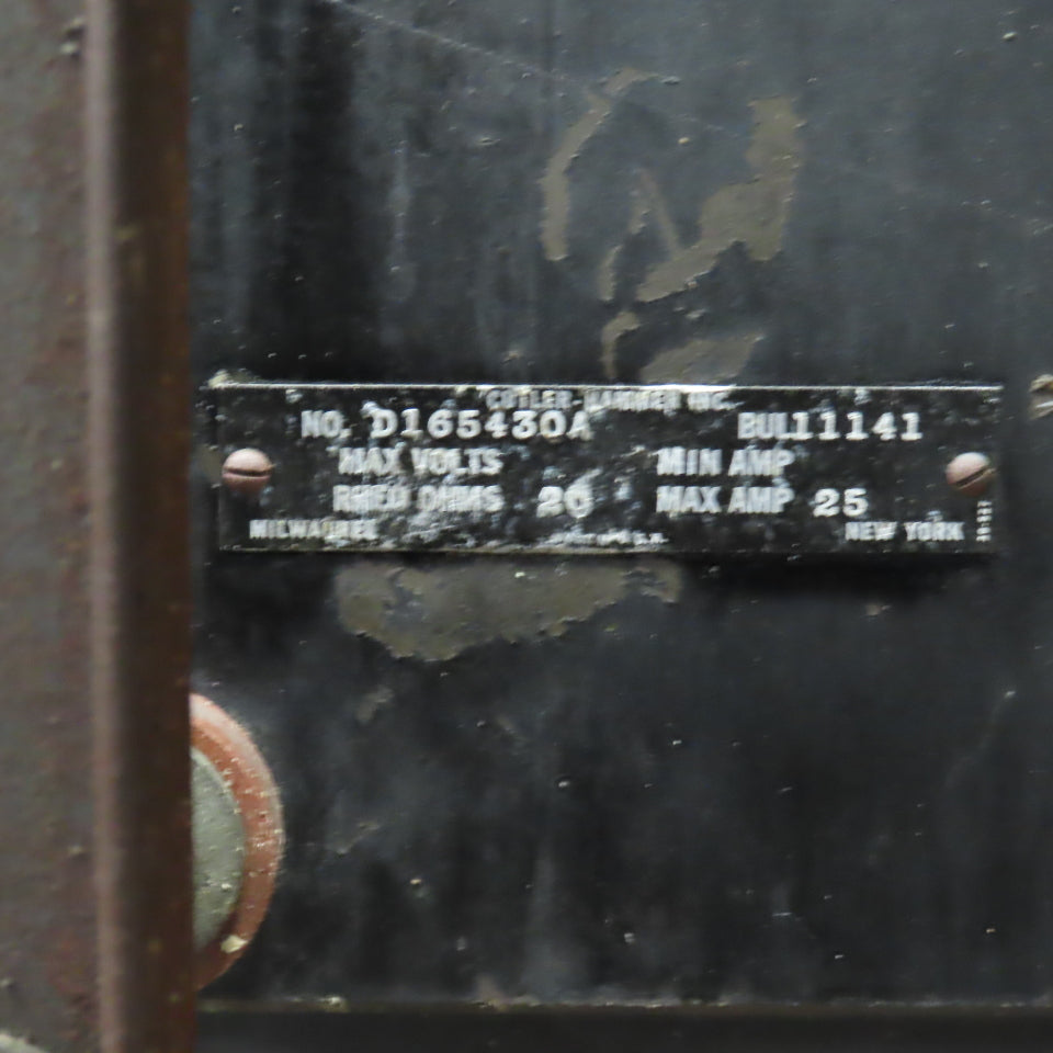 Cutler-Hammer D165430A Vintage Motor Control Rheostat 25 Amp 20 Ohms
