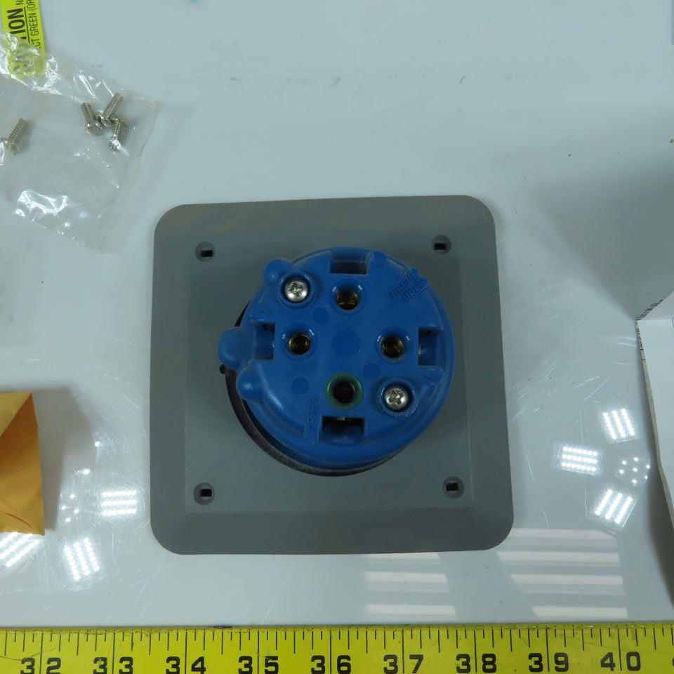 Hubbell L430R9 Blue Wall Mount Pin & Sleeve Receptacle 30A 250VAC 3PH