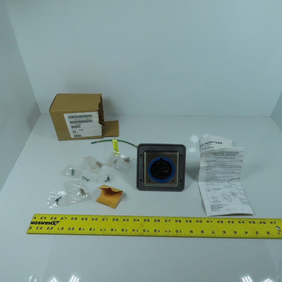Hubbell L430R9 Blue Wall Mount Pin & Sleeve Receptacle 30A 250VAC 3PH