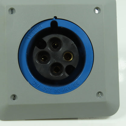 Hubbell L430R9 Blue Wall Mount Pin & Sleeve Receptacle 30A 250VAC 3PH