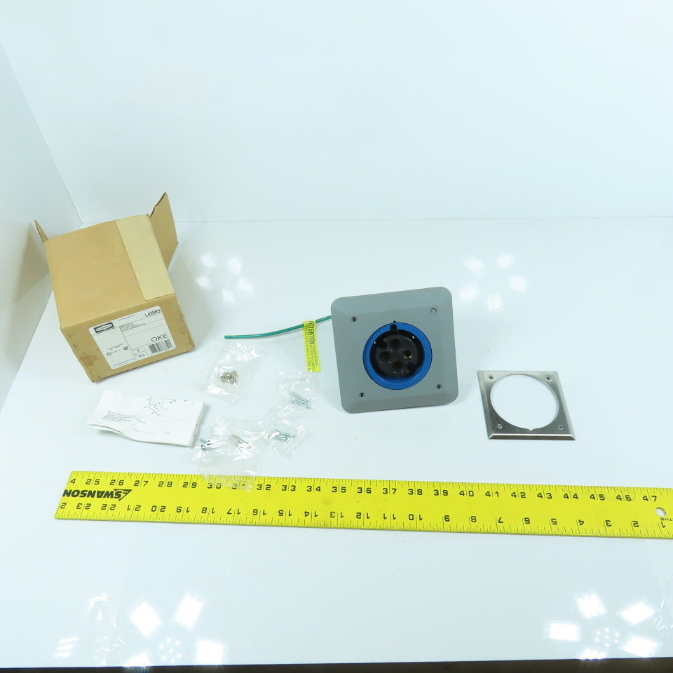 Hubbell L430R9 Blue Wall Mount Pin & Sleeve Receptacle 30A 250VAC 3PH