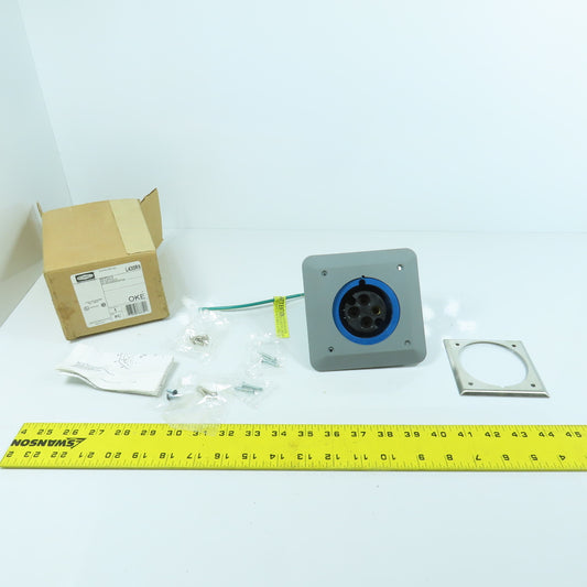 Hubbell L430R9 Blue Wall Mount Pin & Sleeve Receptacle 30A 250VAC 3PH