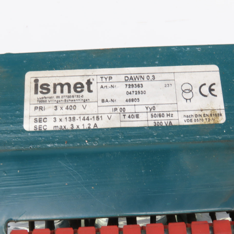 Ismet DAWN 0.3 400 Pri. 300VA 38-144/151V Sec. 50/60Hz Transformer