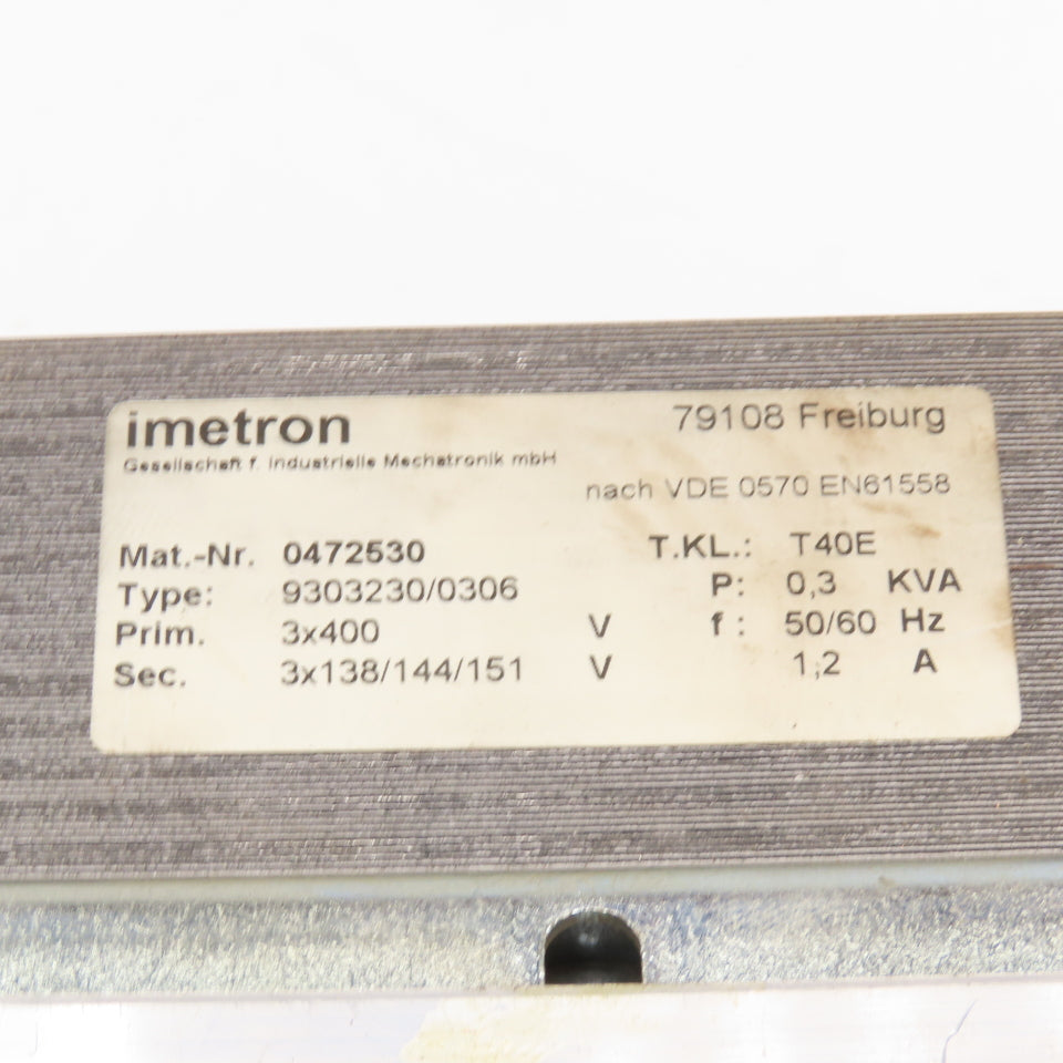 Imetron 0472530 400V Pri 0.3kVa 138-144/151V Sec. Transformer