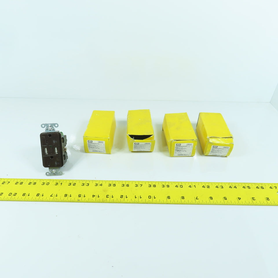 Hubbell USB20X2 20A 125V Duplex USB Charger Receptacle Lot Of 4
