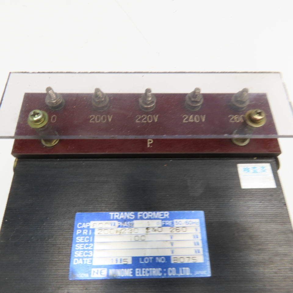 Nunome 200-220/240-260V Pri 50/60Hz 800VA 1Ph 100V Sec. Transformer Tested