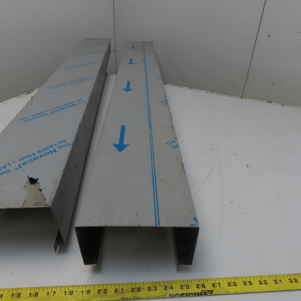 Brushed Stainless Steel Way Cover Trim Profile 3-1/2" x 6-3/4" x 60" Lot of 2