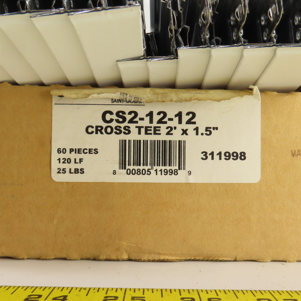 CertainTeed CS2-12-12 2' x 1.5" White Cross Tee 120 LF Lot Of 25
