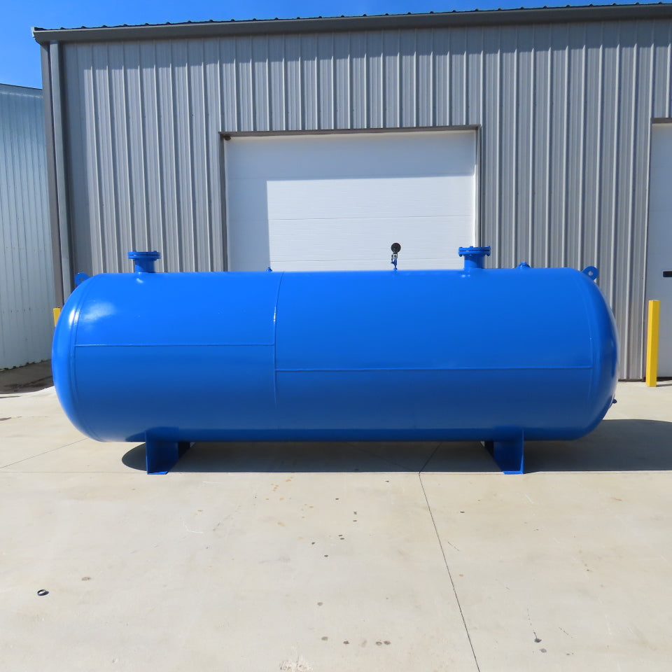 1600 Gallon Horizontal Industrial Air Receiver Tank 150 PSI 11" Flange OD