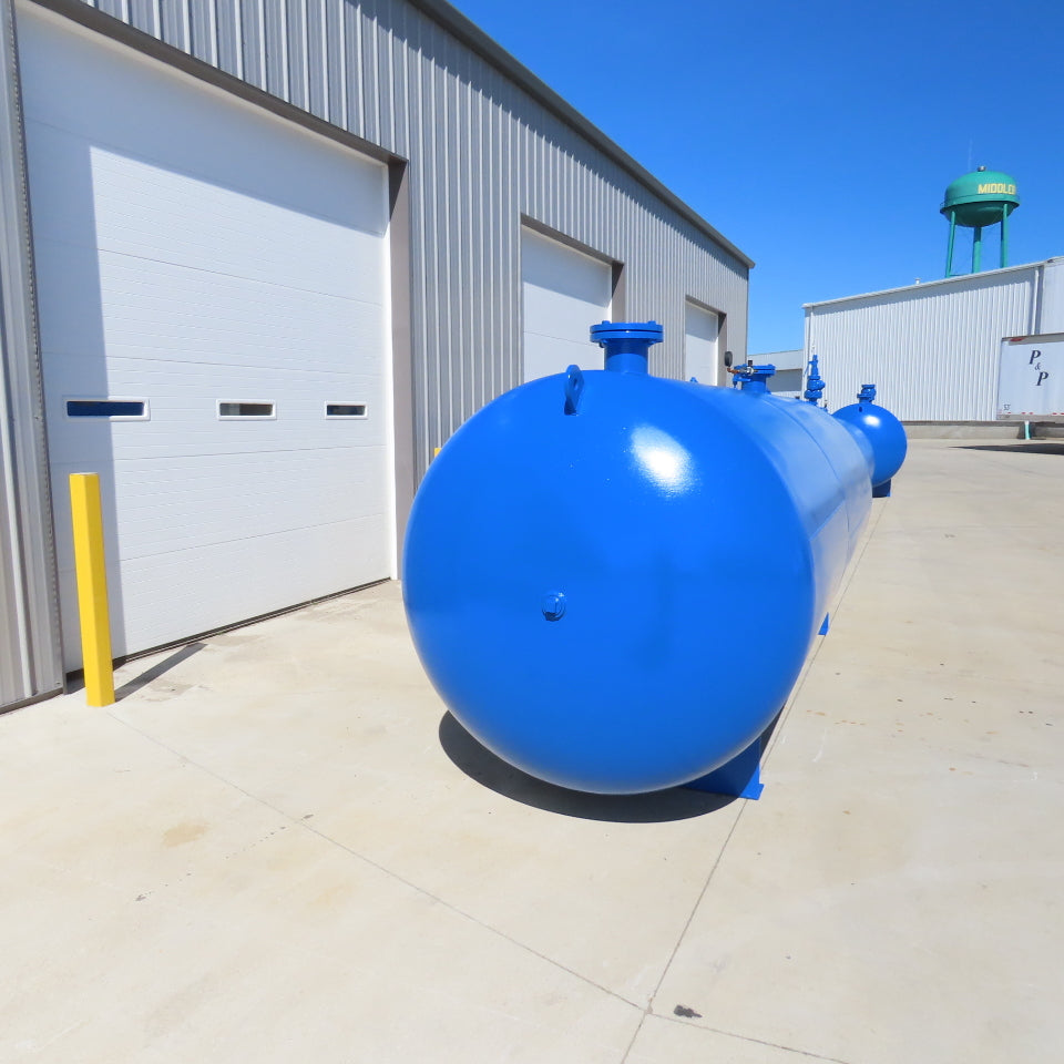 1600 Gallon Horizontal Industrial Air Receiver Tank 150 PSI 11" Flange OD