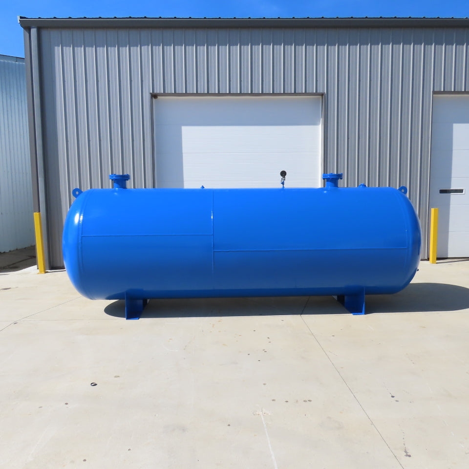 1600 Gallon Horizontal Industrial Air Receiver Tank 150 PSI 11" Flange OD
