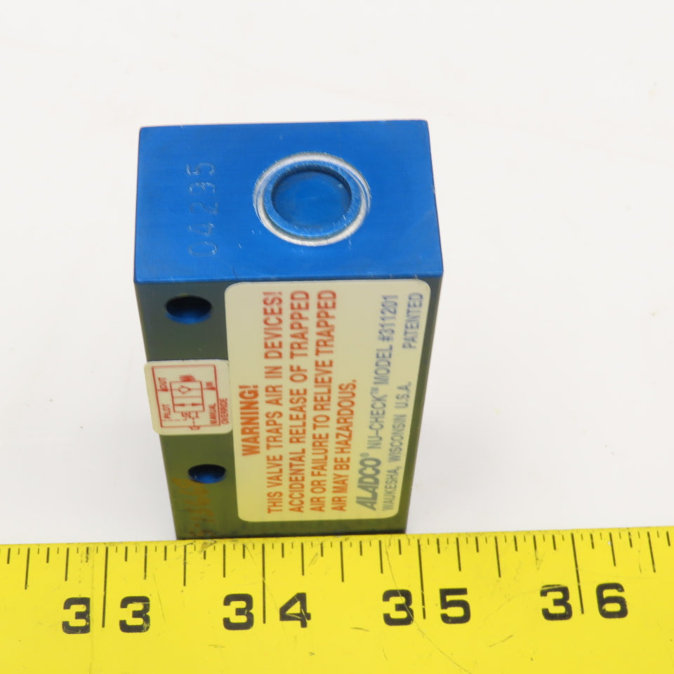 Aladco 311201 Nu-Check Pneumatic N/C Check Valve Manual Override 1/8"NPT