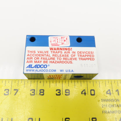 Aladco Nu-Check 511201 Pneumatic N/C Check Valve Manual Override 1/4"NPT