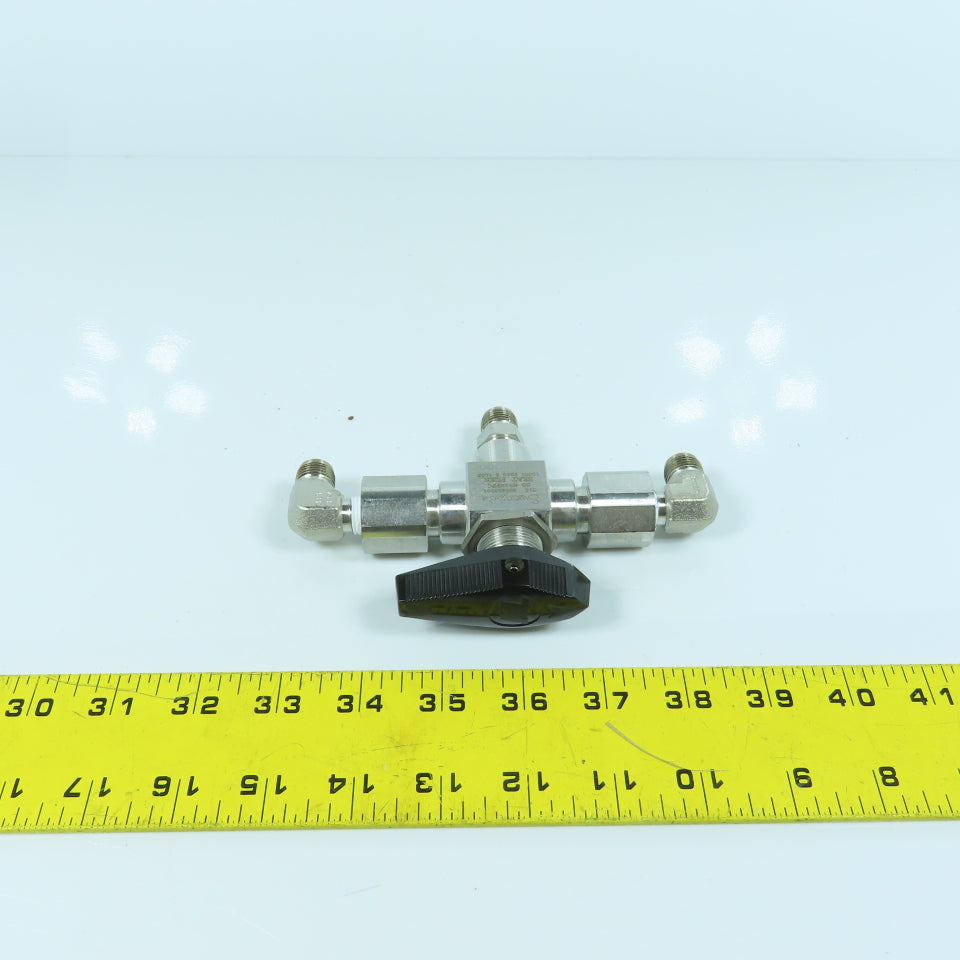 Swagelok SS-H83XPF4 3-Piece High Pressure 3-Way Ball Valve 10,000PSIG 1/4" FNPT