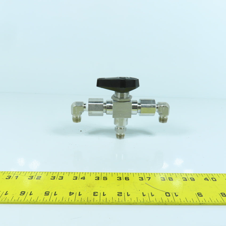 Swagelok SS-H83XPF4 3-Piece High Pressure 3-Way Ball Valve 10,000PSIG 1/4" FNPT