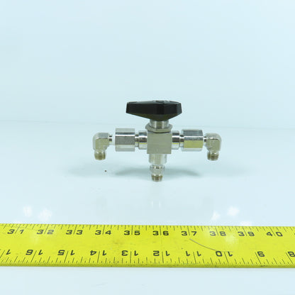 Swagelok SS-H83XPF4 3-Piece High Pressure 3-Way Ball Valve 10,000PSIG 1/4" FNPT