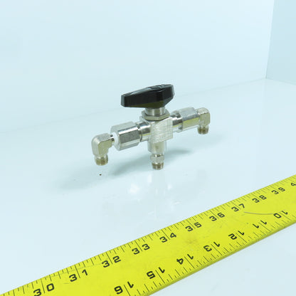 Swagelok SS-H83XPF4 3-Piece High Pressure 3-Way Ball Valve 10,000PSIG 1/4" FNPT