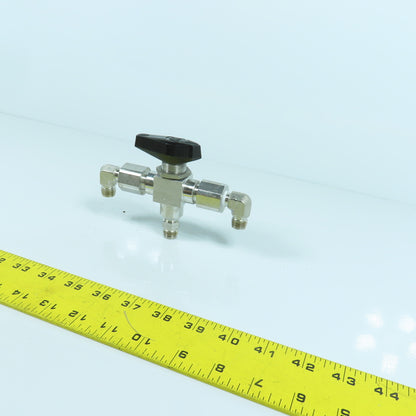 Swagelok SS-H83XPF4 3-Piece High Pressure 3-Way Ball Valve 10,000PSIG 1/4" FNPT