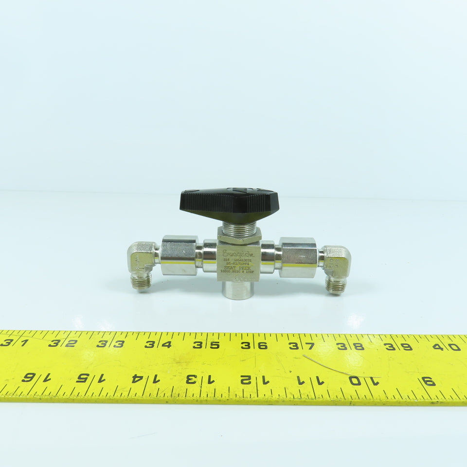 Swagelok SS-H83XPF4 3-Piece High Pressure 3-Way Ball Valve 10,000PSIG 1/4" FNPT