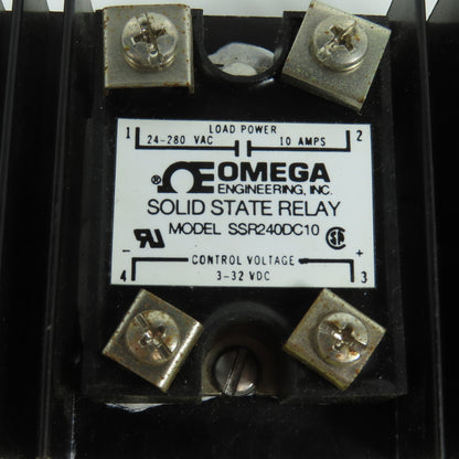 Omega SSR240DC10 Solid State Relay 24-280V AC 10 Amps W/Aluminum Heatsink